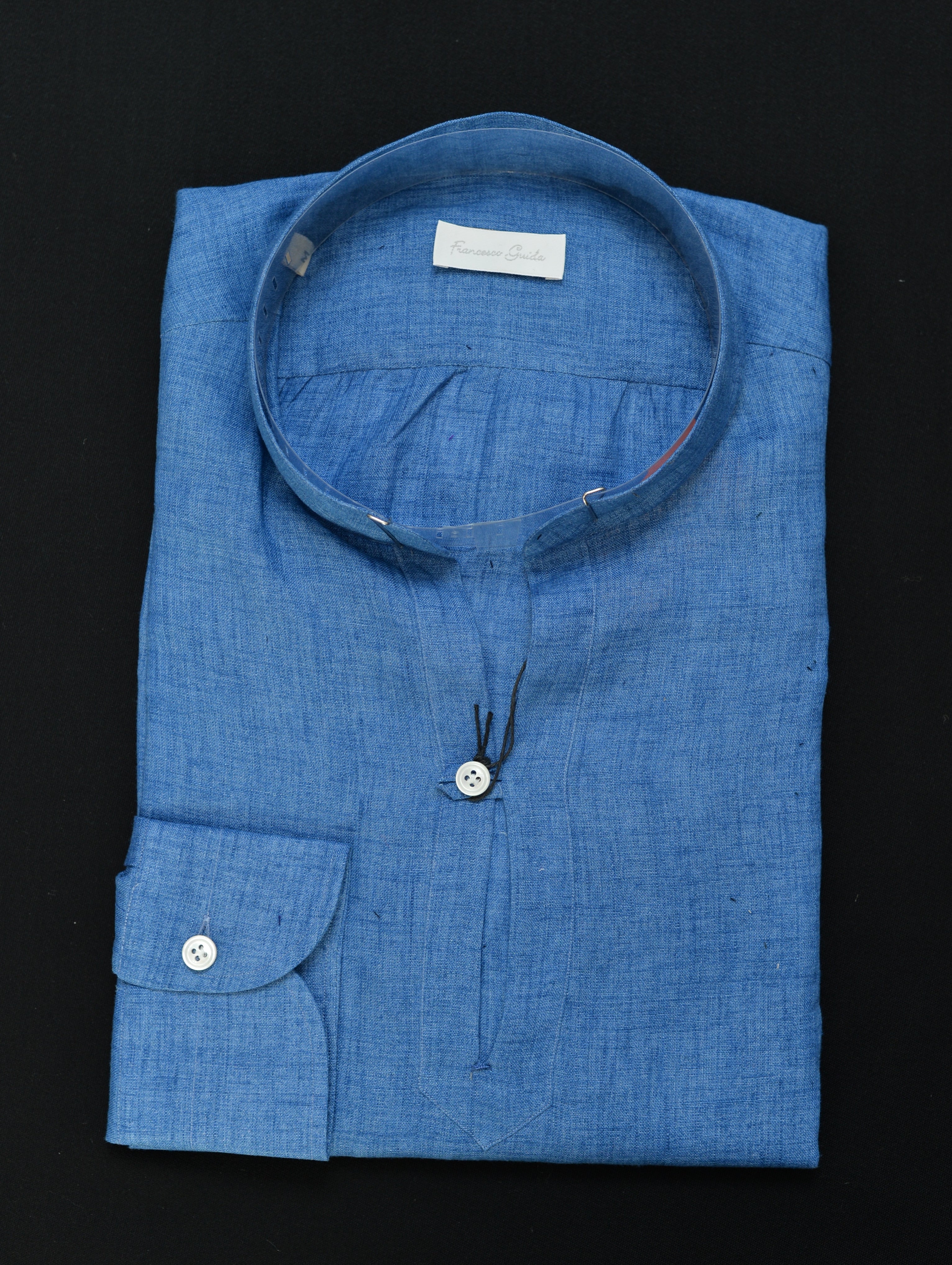 Popover blu linen Shirt