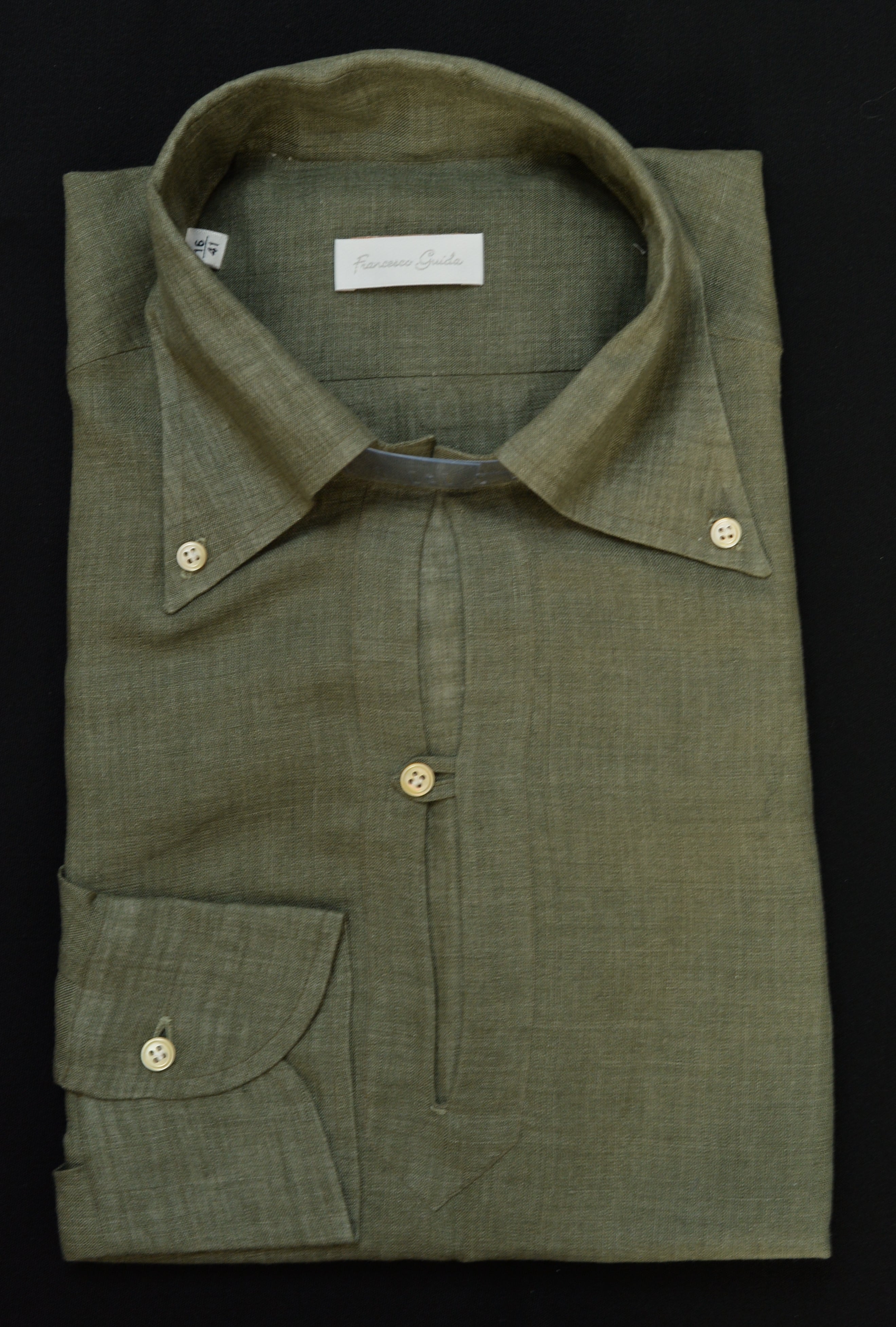 Popover green Linen Shirt